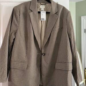 H&M Checkered Blazer - Black and Tan